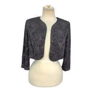 Alex Evenings 3/4 Sleeve Open Cardigan Gray Silver Size 10 NWOT